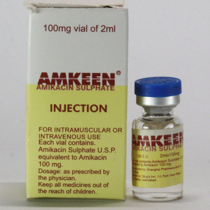 Amkeen Injection (Amikacin Sulfate) 100mg vial of 2Ml