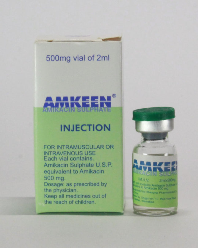 Amkeen Injection (Amikacin Sulfate) 500mg vial of 2Ml