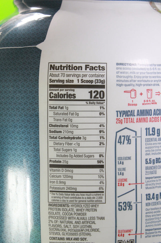 ISO 100 Hydrolyzed whey protein isolate, (Fudge Brownie) 70 Servings