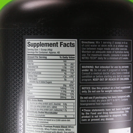 Nitro Tech Whey Protein (Milk Chocolate) 1.81 Kg