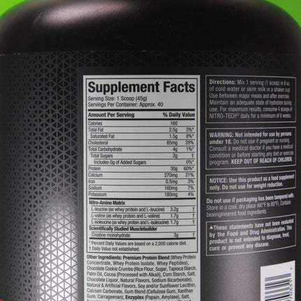 Nitro Tech Whey Protein (Cookies and Cream) 1.81 Kg